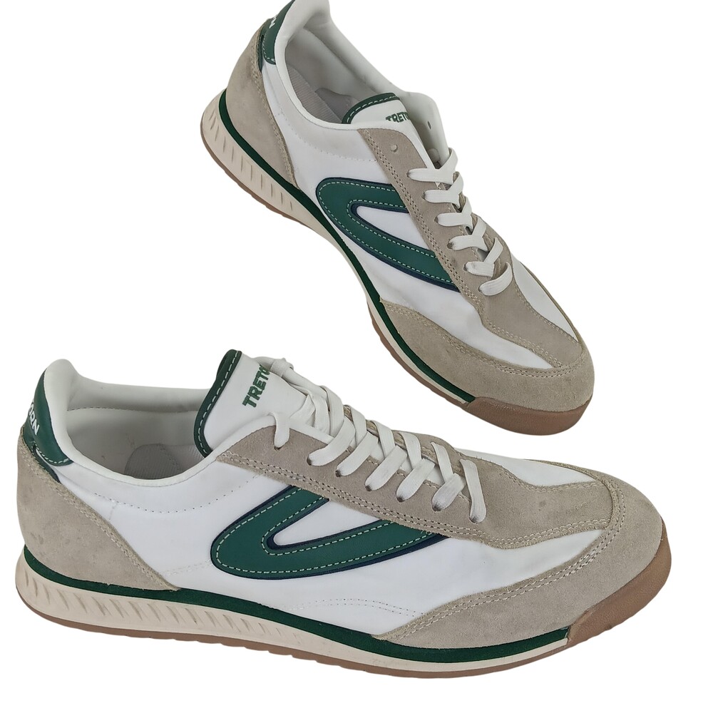 Tretorn Kristine Shoes Womens Size 10 White Green Suede Leather Retro Sneakers